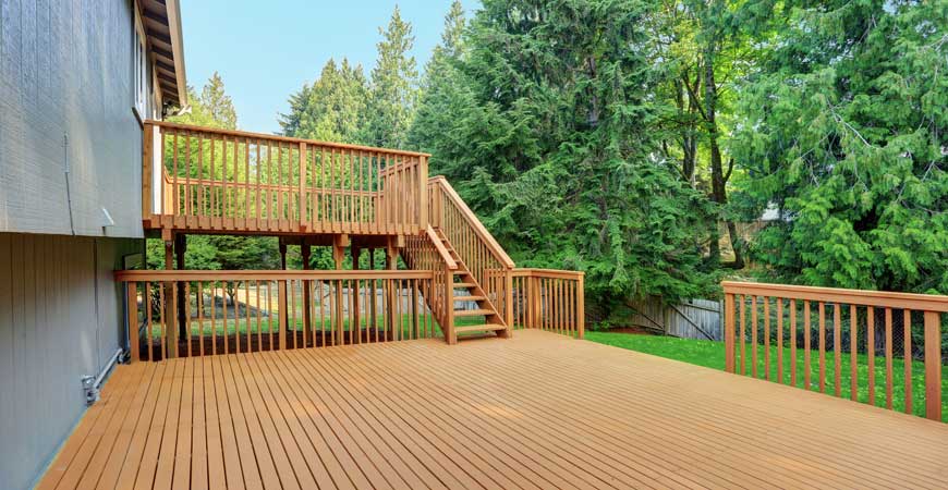 Photo of clean wood deck. 