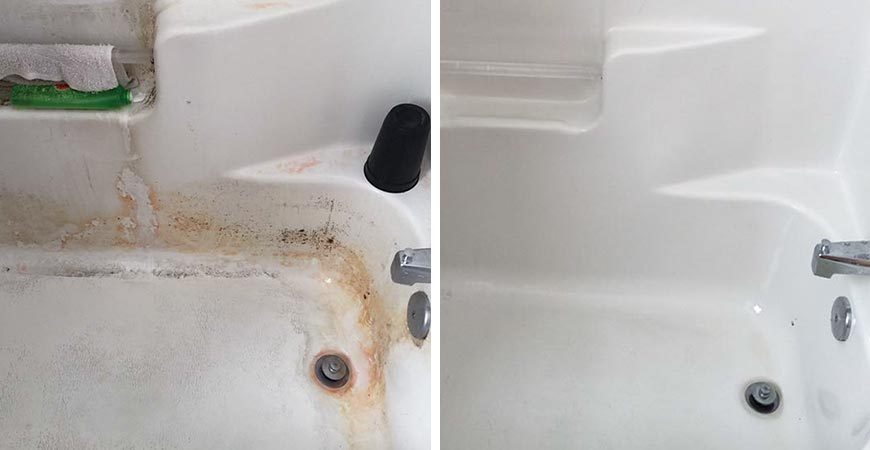 Sue Keeps Her Shower Enclosure Clean, How To Get Rust Stains Out Of Fiberglass Bathtub