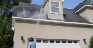 Cleaning eaves with Wet & Forget