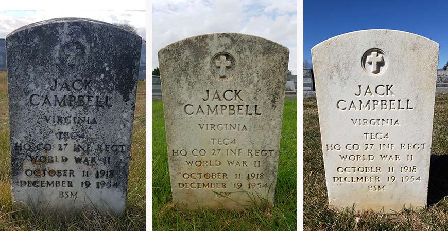 Gravestone before and after photos