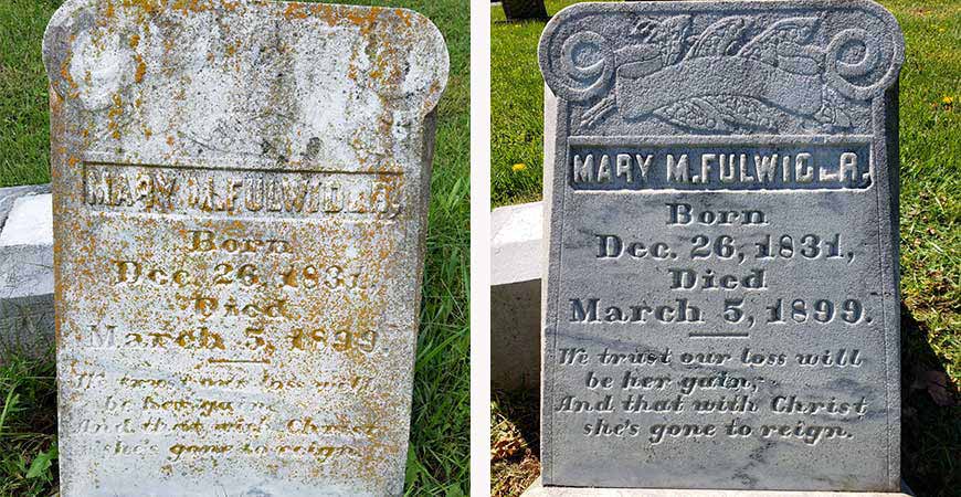 Clean up mold and mildew on gravestones with Wet & Forget