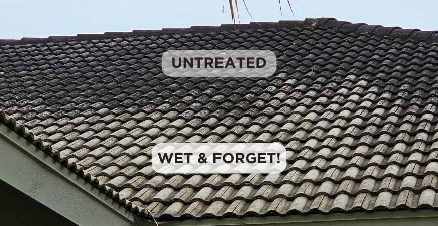 Clean dark stains on your tile roof with Wet & Forget Outdoor.