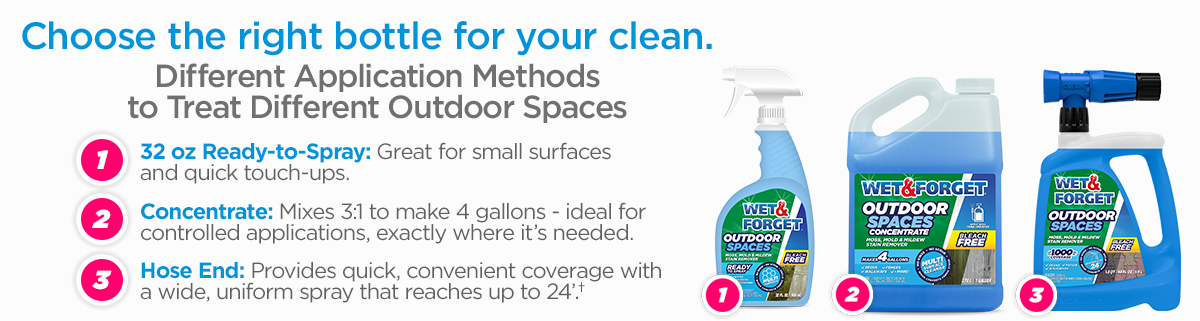 Wet & Forget Outdoor Spaces Bottle Sizes